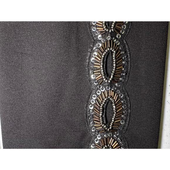 Roamans Womens Black Pants Sz 26W (39x28) Bead Embellished Pull On Elastic Waist - Picture 11 of 12